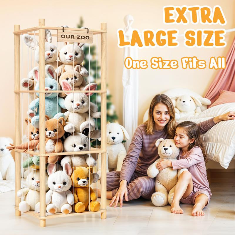 Stuffed Animal Storage & Organizer, Wooden Cute Zoo Toy Holder for Toddler Rooms, Playrooms & Bedrooms Racks