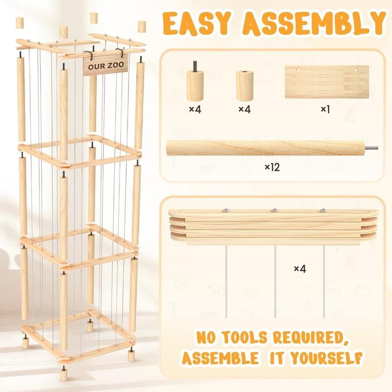 Stuffed Animal Storage & Organizer, Wooden Cute Zoo Toy Holder for Toddler Rooms, Playrooms & Bedrooms Racks