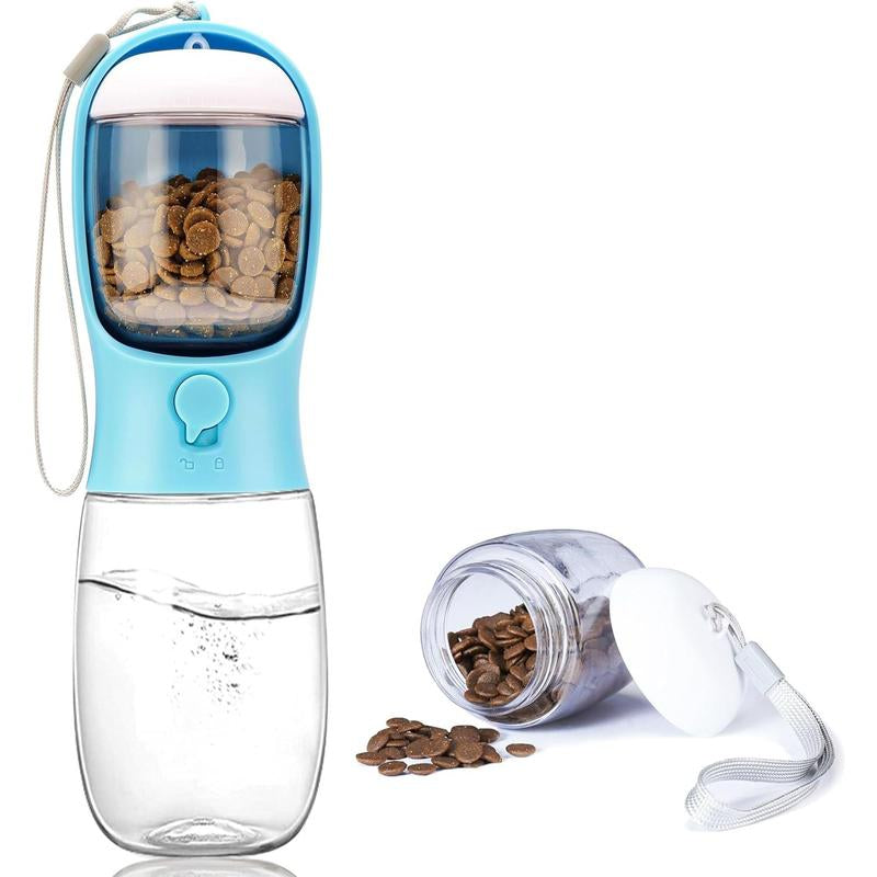 Dog Water Bottle,Portable Pet Water Bottle with Food Container,Outdoor Portable Water Dispenser for Cat,Puppy,Pets for Walking,Hiking,Travel,Puppy Essentials,Dog Stuff(19Oz)