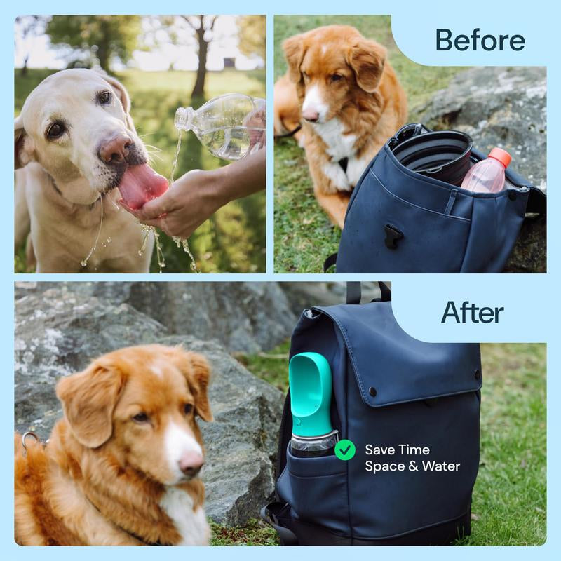 Dog Water Bottle,Portable Pet Water Bottle with Food Container,Outdoor Portable Water Dispenser for Cat,Puppy,Pets for Walking,Hiking,Travel,Puppy Essentials,Dog Stuff(19Oz)