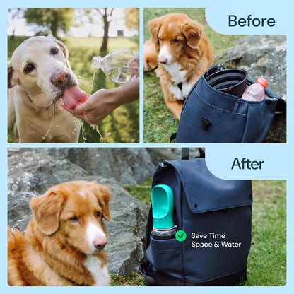 Dog Water Bottle,Portable Pet Water Bottle with Food Container,Outdoor Portable Water Dispenser for Cat,Puppy,Pets for Walking,Hiking,Travel,Puppy Essentials,Dog Stuff(19Oz)
