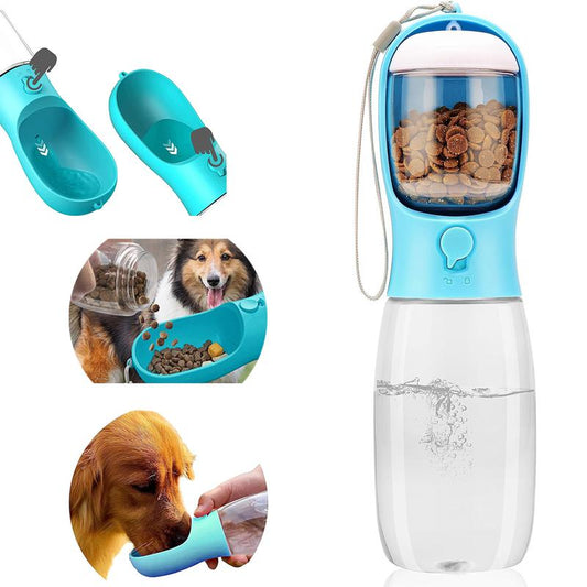 Dog Water Bottle,Portable Pet Water Bottle with Food Container,Outdoor Portable Water Dispenser for Cat,Puppy,Pets for Walking,Hiking,Travel,Puppy Essentials,Dog Stuff(19Oz)