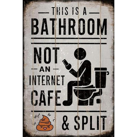 Palette&Wall Vintage Tin Sign, This Is a Bathroom Not an Internet Cafe & Split Sign, Wall Art Decor for Home Farmhouse Washroom Bathroom Toilet, Home Office Decor, Decoration Items