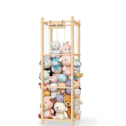 Stuffed Animal Storage & Organizer, Wooden Cute Zoo Toy Holder for Toddler Rooms, Playrooms & Bedrooms Racks